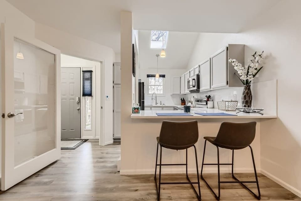 Kitchen with bar top for two perfect for easy meals 