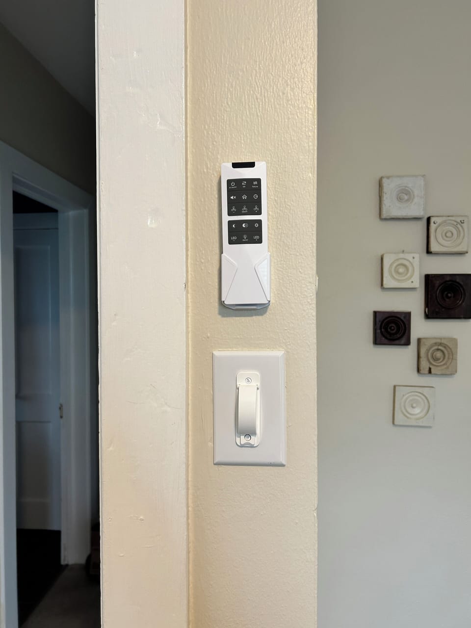 Use this remote for the fan and light in dining area
