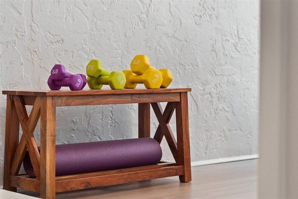 Get your sweat on in the yoga room!