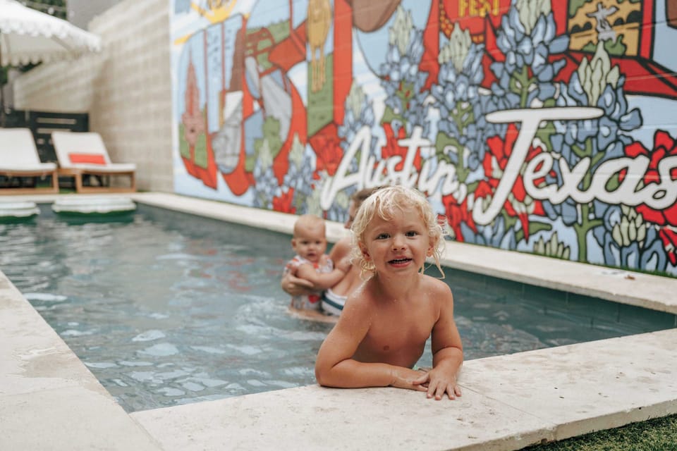 [Backyard] Dive in or snap a pic by the Austin-style mural. 