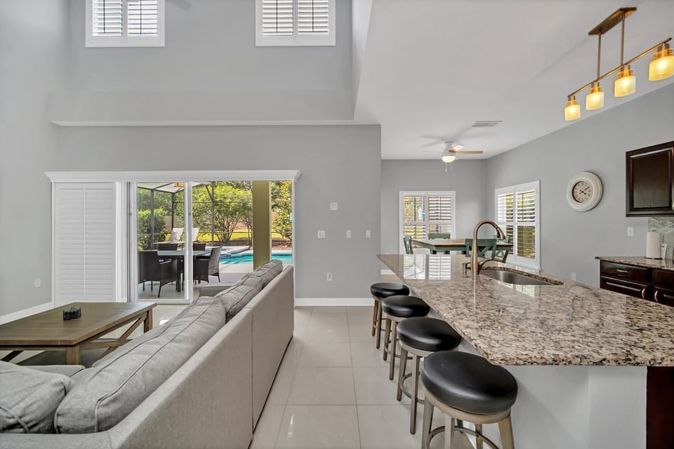 Open Living Room with Bar-Style Counter for Entertaining