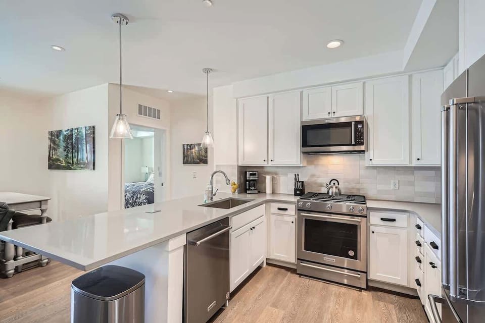 Open kitchen with ample counter space, perfect for cooking and meal prep