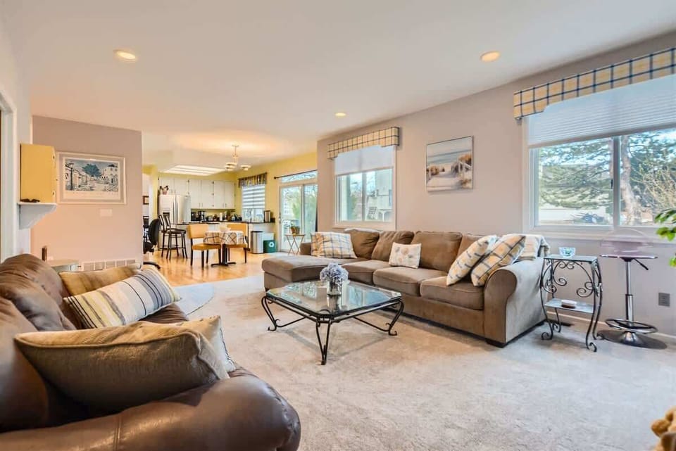 Open Plan from the Living Room - Kitchen - Dining Room 