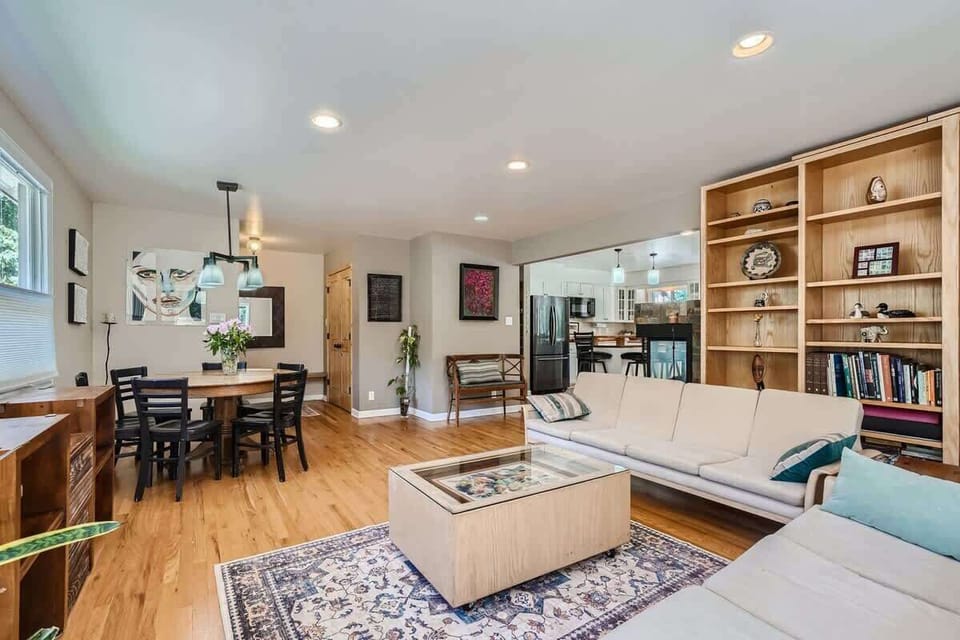 Spacious living & dining area with direct access to the full kitchen—Great for long stays
