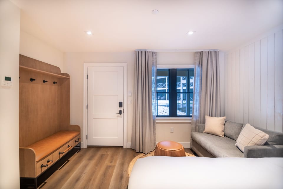 Come home to a calm, airy suite with smart storage.