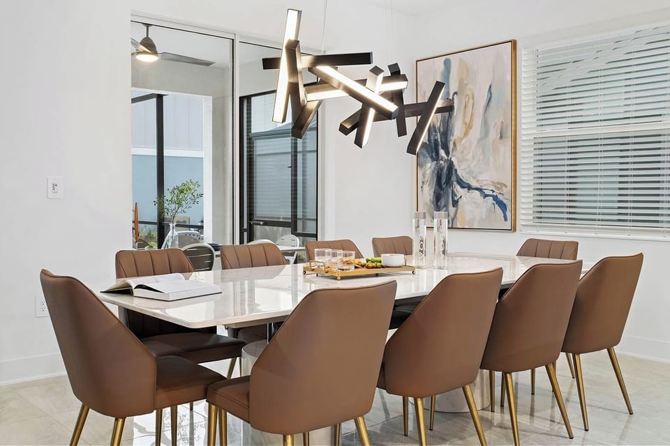 Gather around the designer table for memorable shared dinners.