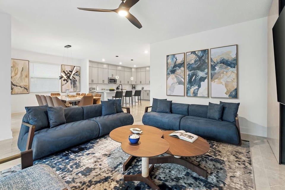 Unwind together in an airy living space beside the open kitchen.