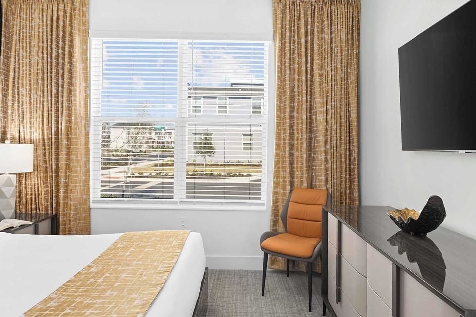 Wake up to sunshine and unwind with your favorite show.