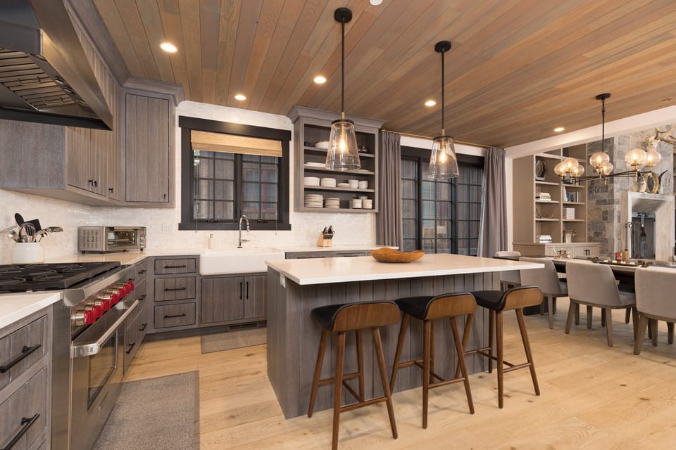 Spacious kitchen with and island and bar seating for 3 people | Main Level