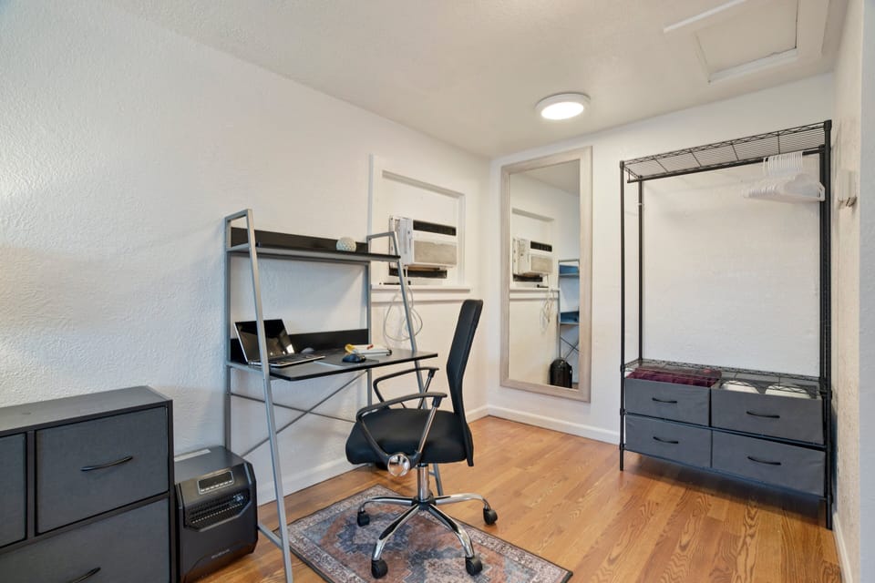 Equipped with a window A/C unit and fan for a great night's sleep—even in warmer months.