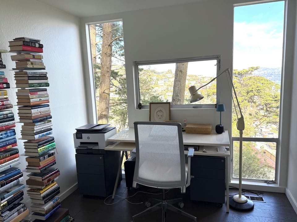 Office has high-speed wifi, a printer, distracting views, and a twin daybed.