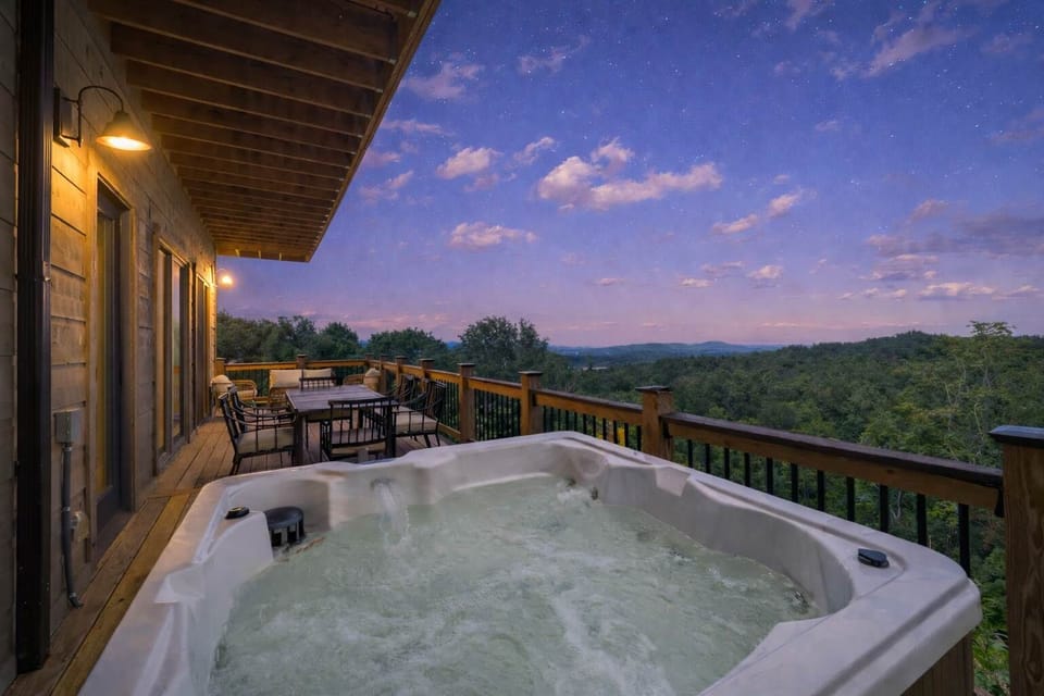 Soak in the hot tub any time of the year and enjoy the view!