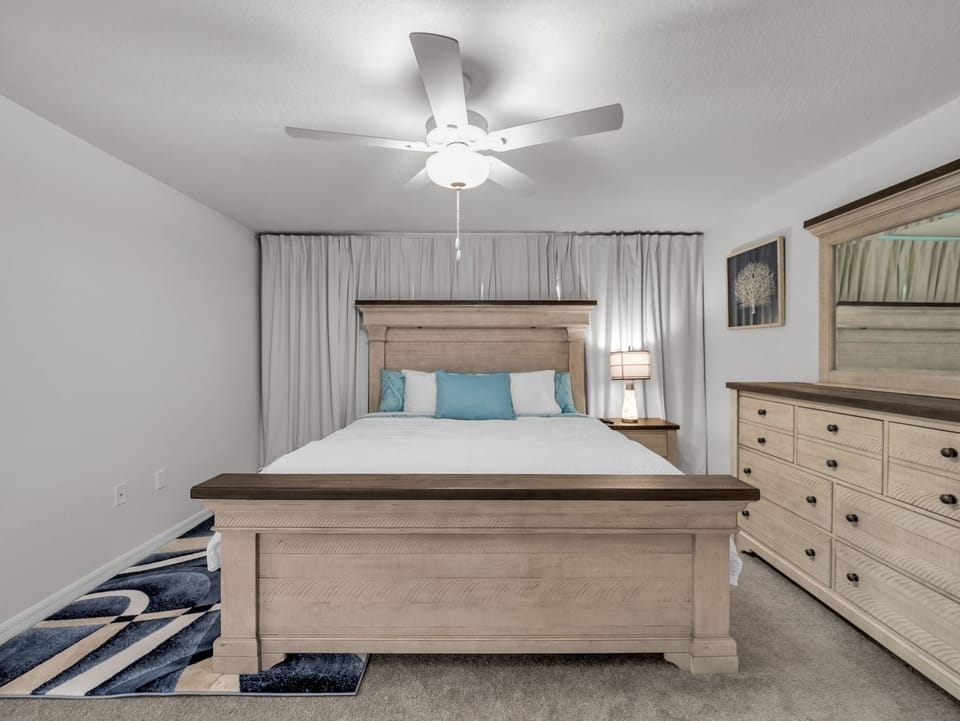 Indoors, Home Decor, Appliance, Ceiling Fan, Bed