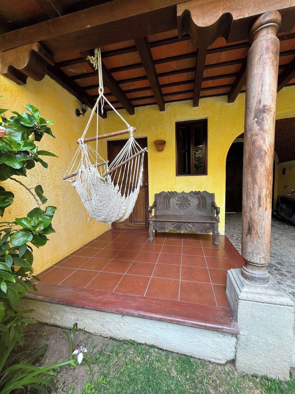 Rope swing in garden
