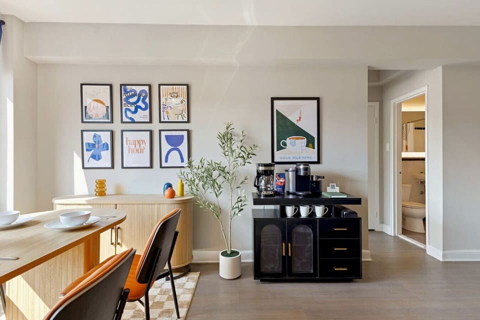 A dedicated coffee corner—perfect for morning brews.