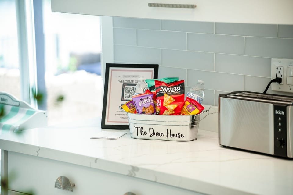 A thoughtful snack station to help you settle in after your travels.