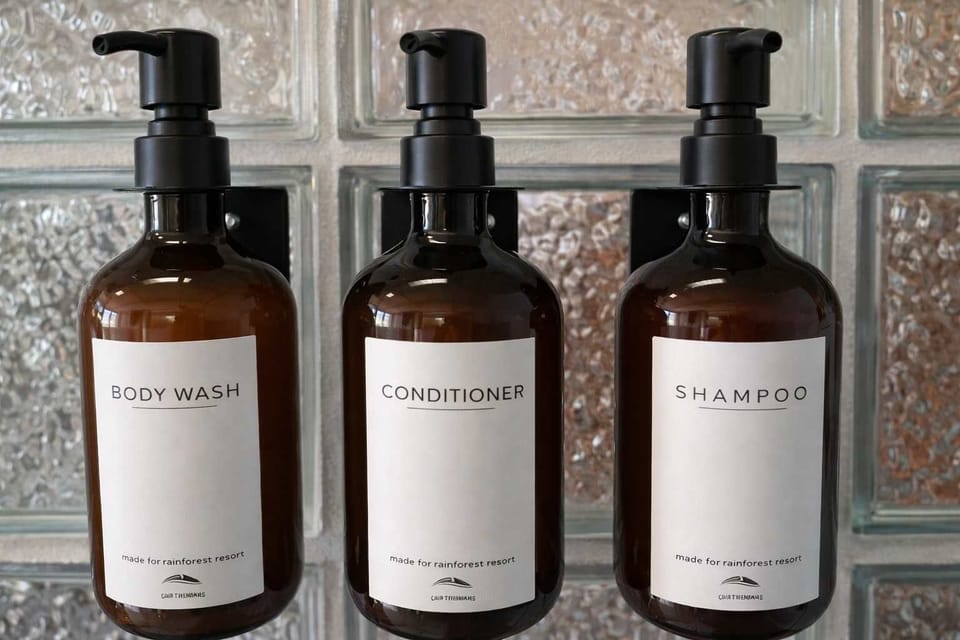 Ensuite bathrooms have body wash, conditioner, and shampoo