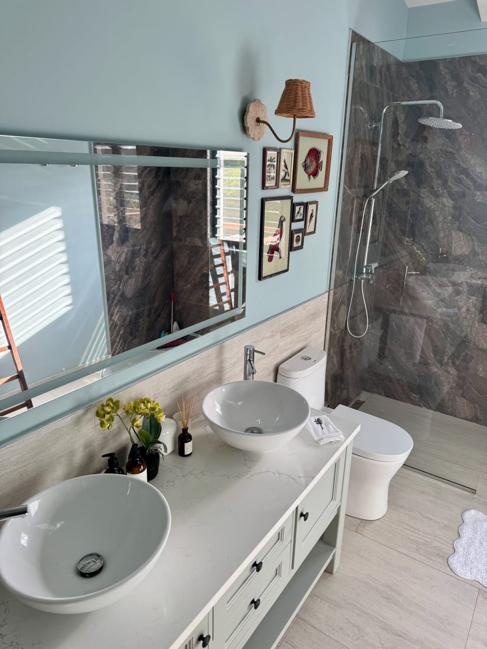 Master bathroom with large walk in shower