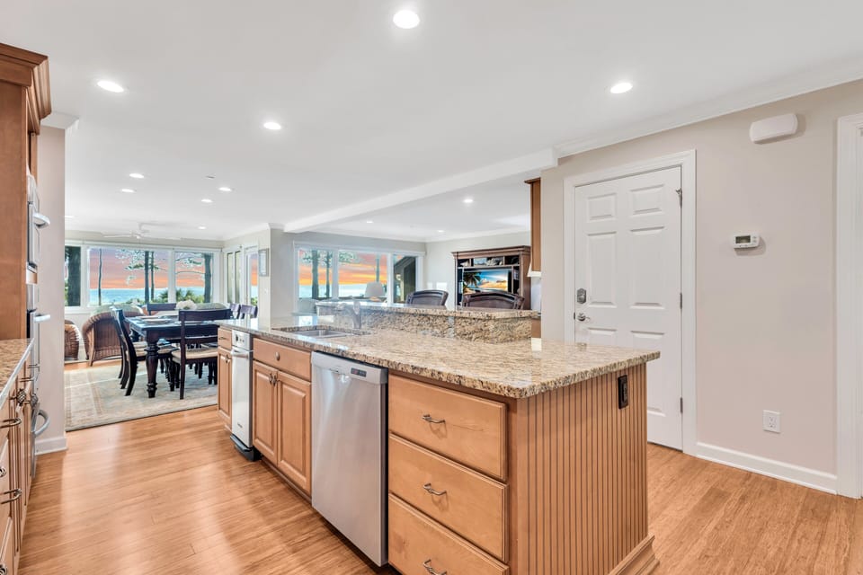 The fully equipped kitchen sets the stage for culinary adventures with top-of-the-line appliances and everything you need to prepare memorable family meals.