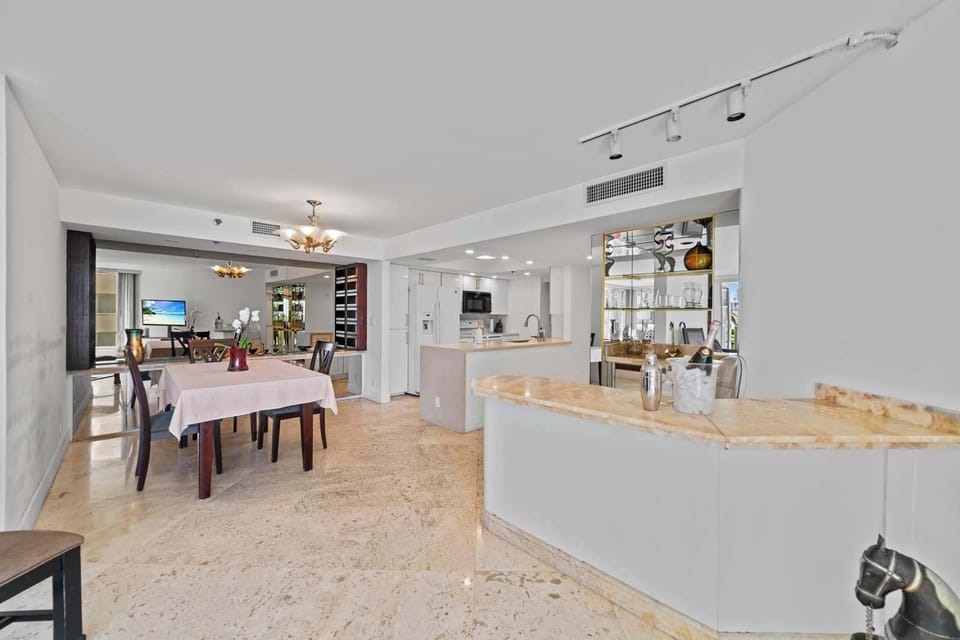 Open living and dining area