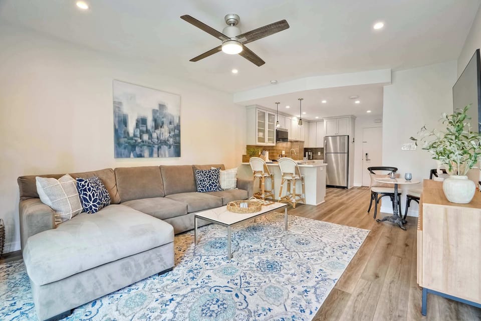 Bright living area with Smart TV
