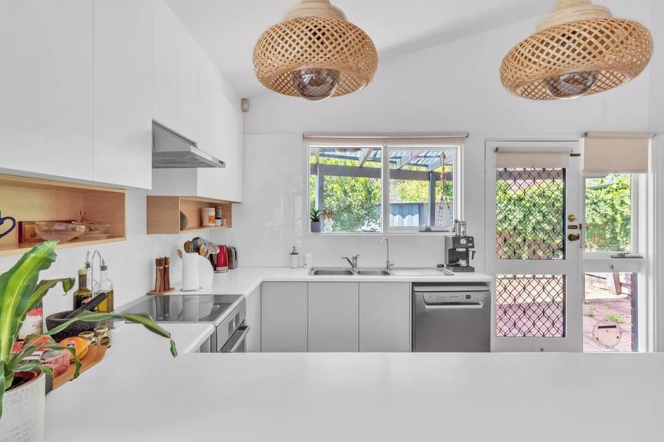 In the kitchen, you’ll find everything you’ll need to prepare a meal.
