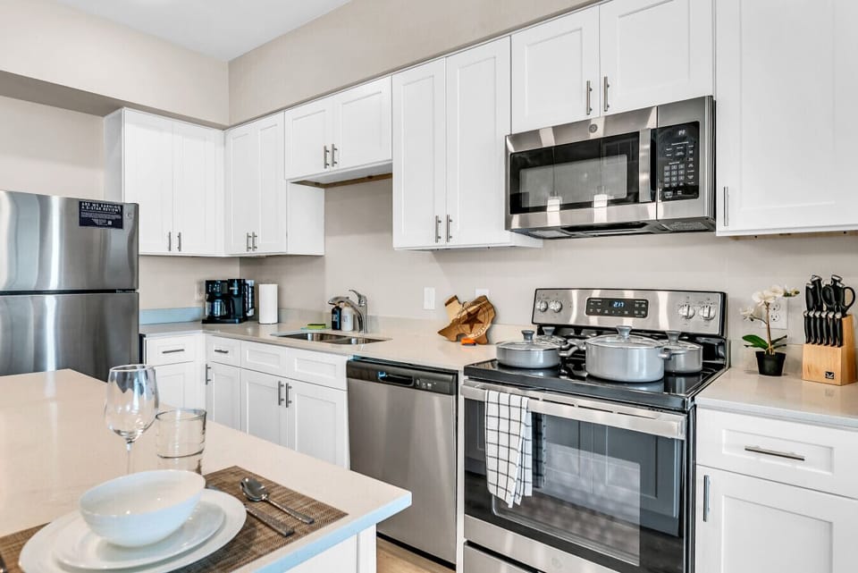 Kitchen with island dining