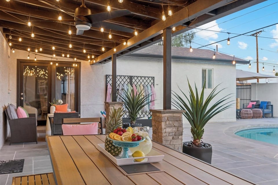 Outdoor dining table with seating for 6