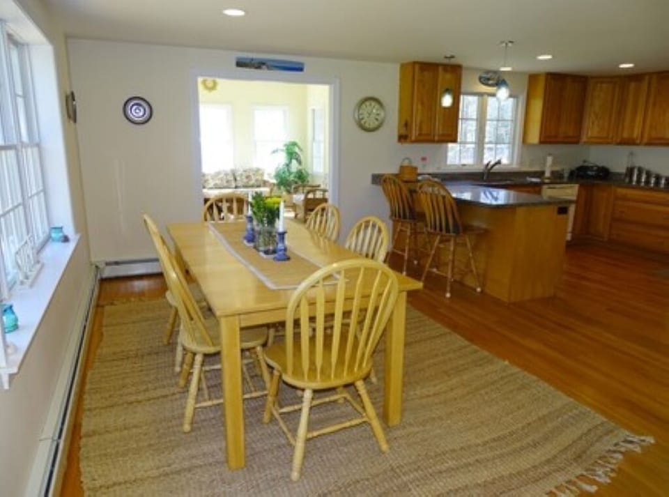 Dining and modern open concept kitchen