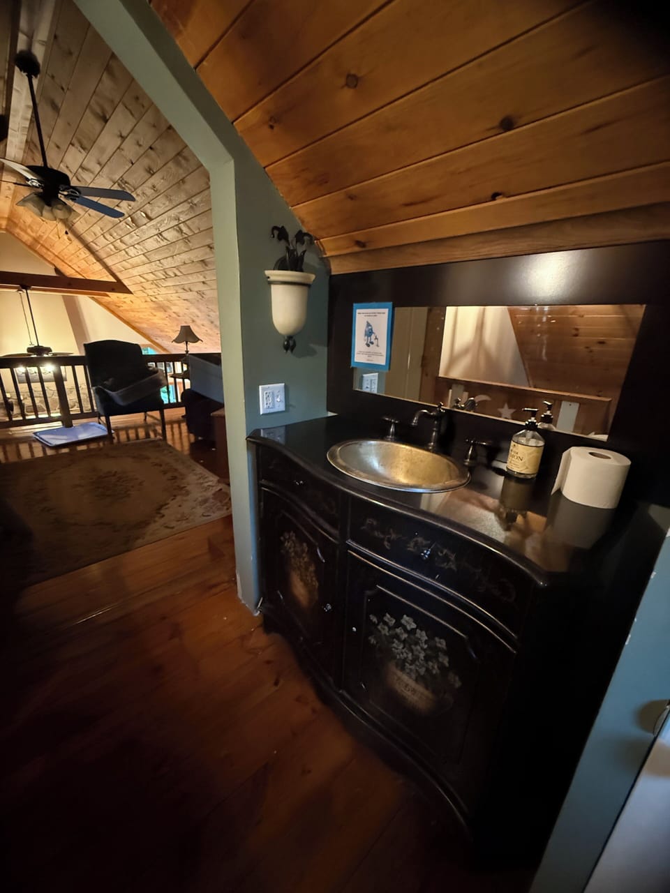 This is the powder room in the upstairs loft master bedroom.
