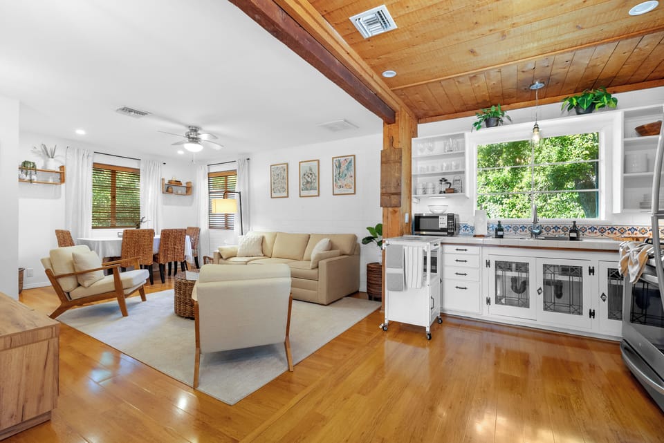 Living Room, Dining Area & Kitchen