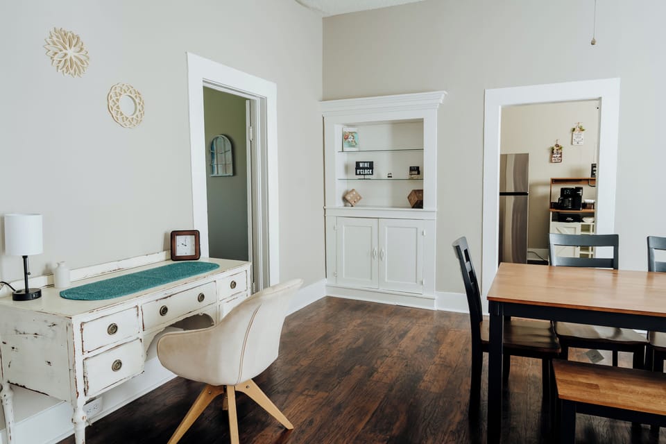 A desk where you can work while on vacation