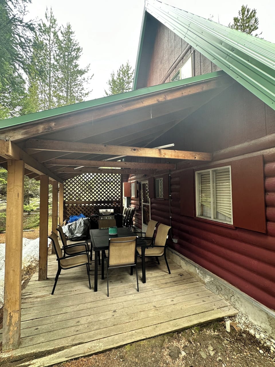 Back deck with seating and grill
