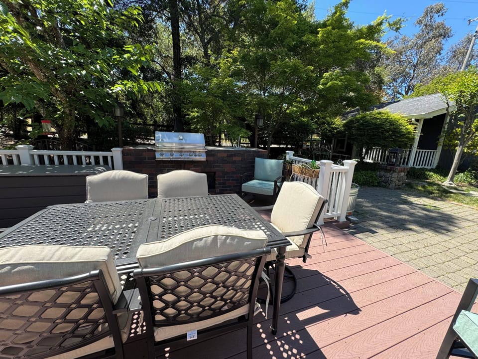 outdoor eating and barbecue area with sink
