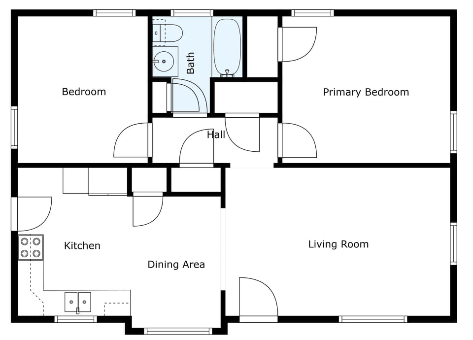 A 2-D floor plan.