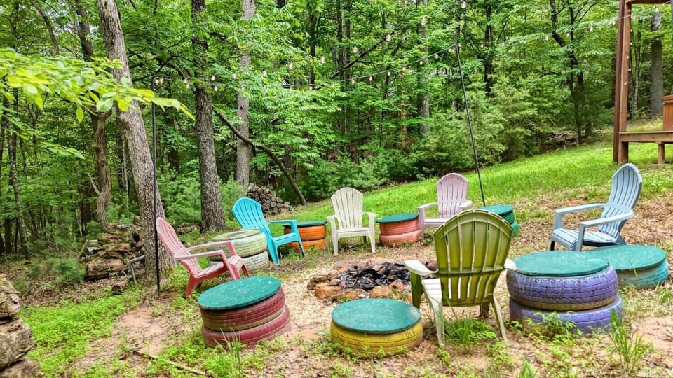 Stories & s’mores make memories by the outdoor firepit.