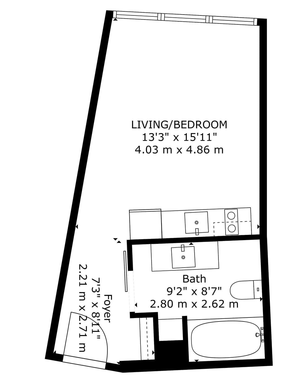 The apartment's floor plan