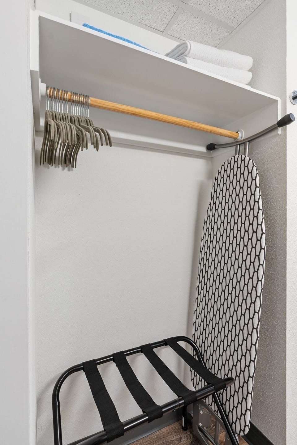 A thoughtfully arranged closet to help you stay organized.