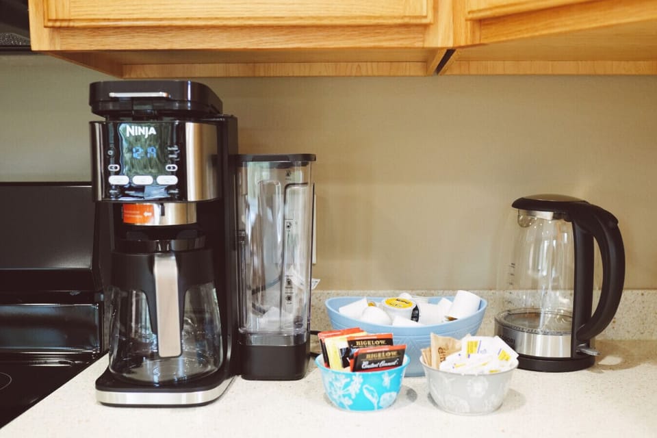 Coffee, tea, and cozy mornings—your Alaska stay starts here.