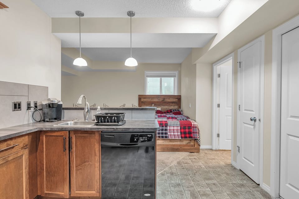 Showing extra bed in living area