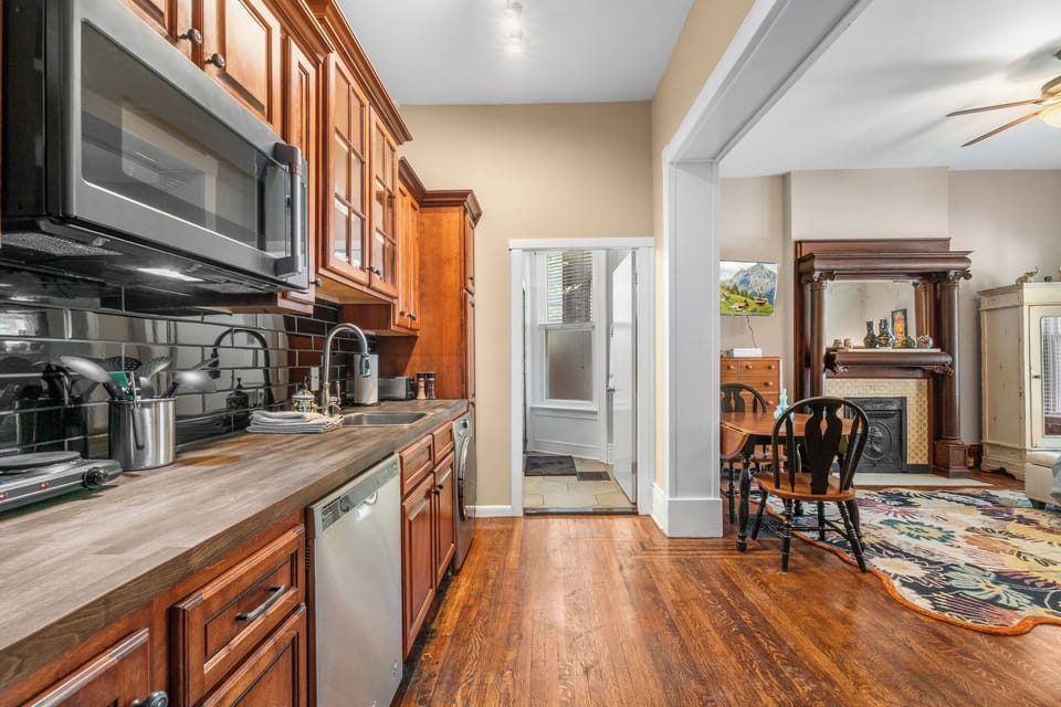 Kitchen into dining area