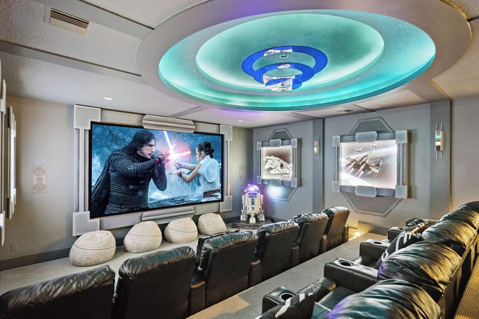 Experience movies like never before. This space transports you into another world with even a droid companion make it a truly out-of-this-world movie night.