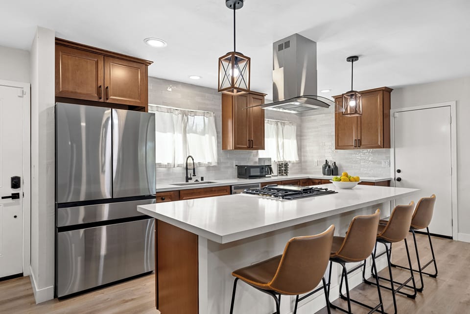 Open kitchen with bar seating!