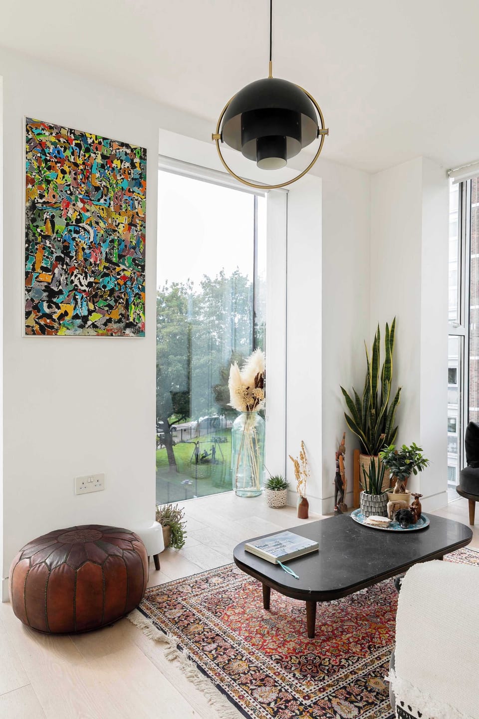 Beautifully decorated living room with stylish interiors, creating a warm and inviting space to relax and unwind