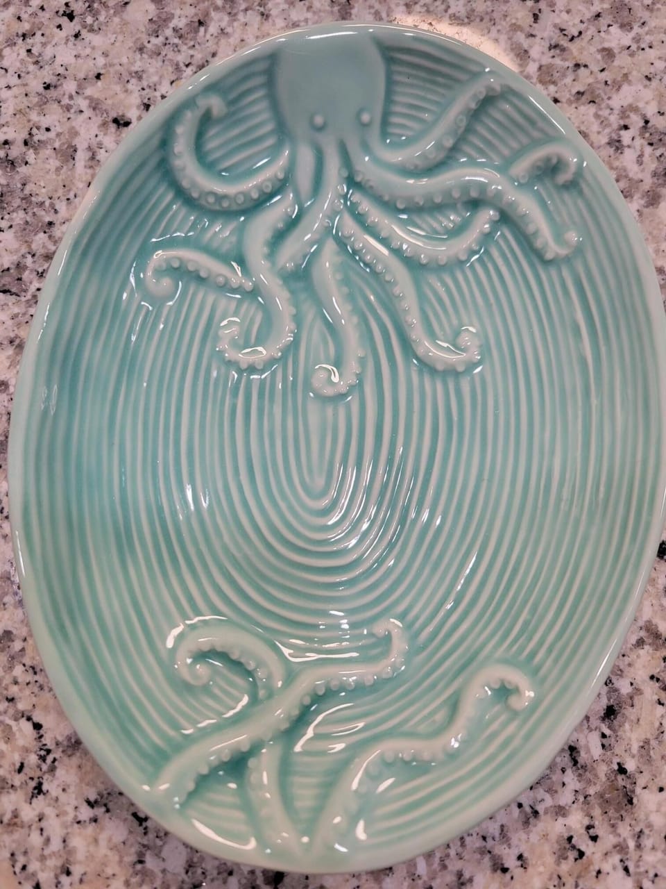 Teal Octopus Dish, Matches Octopus Mugs