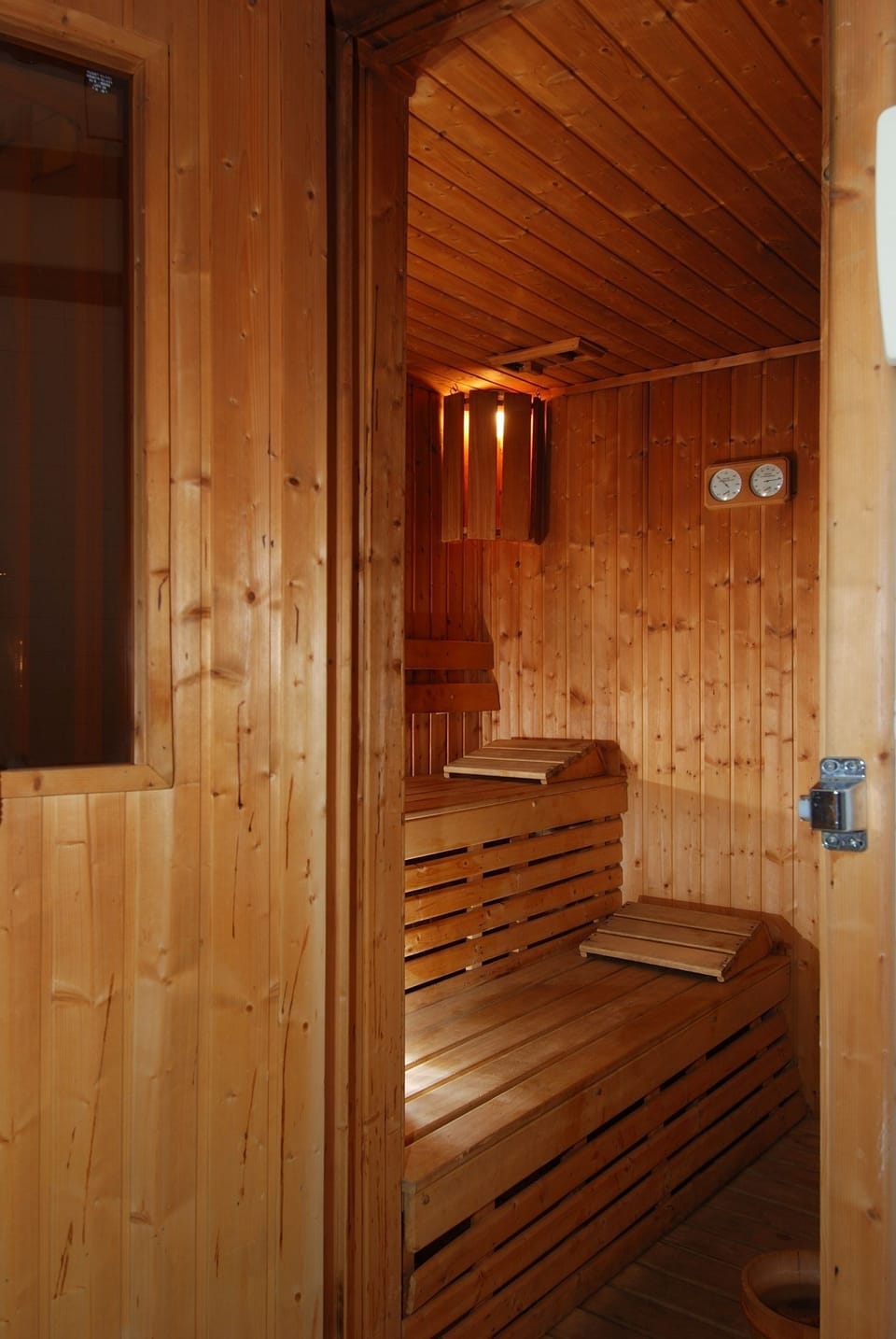 Unwind in the warm cedar sauna after a full day out
