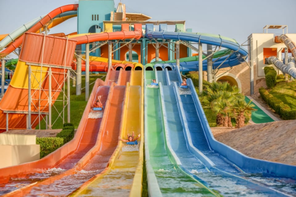 Dive into rainbow slides for an adrenaline-filled splash day.