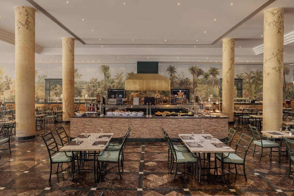 Enjoy generous buffet spreads in a bright, elegant dining room