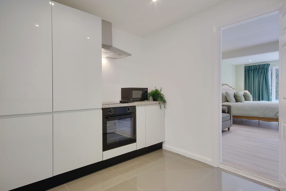 Modern kitchen with oven and microwave