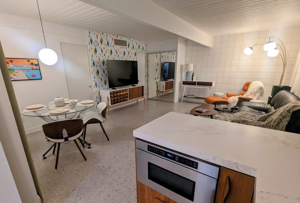 Mid-century modern design with modern amenities including fast Wi Fi, smart TV